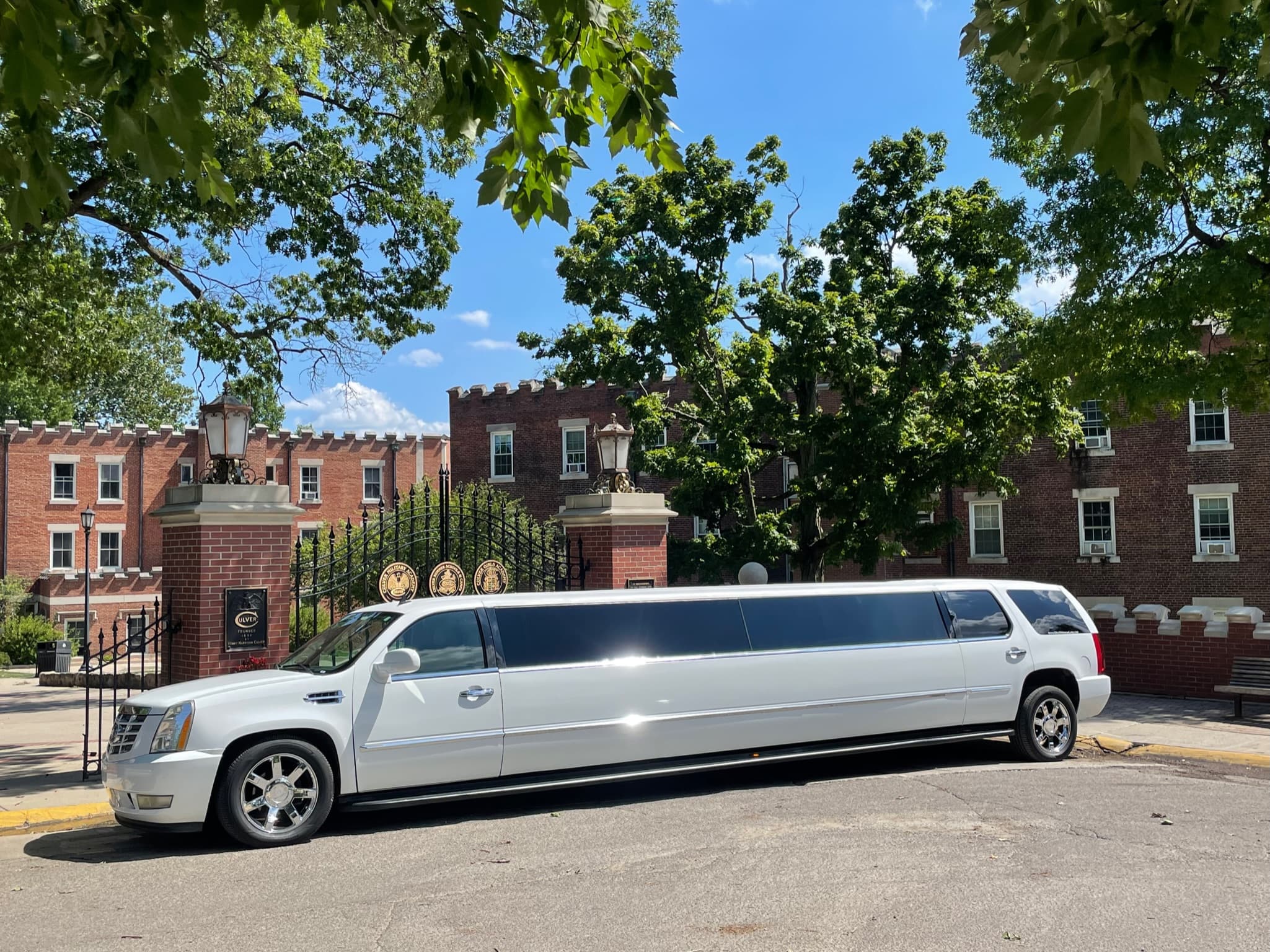 Woodie Cadillac Escalade stretch limousine front view